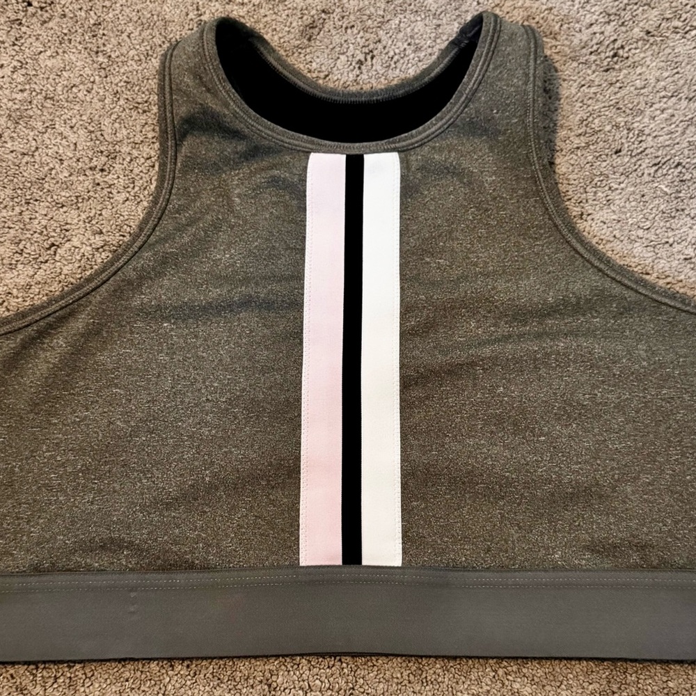 Nike Gray Black Fitted Crop Sports Bra